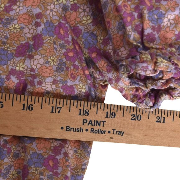 Lucky Brand Floral Peasant Top Boho Cottage S Prairie 70s Hippie Tassles - Picture 6 of 7